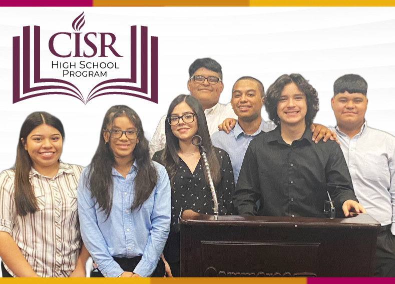 Laredo ISD Students posing for the camera and the CISR HS Logo